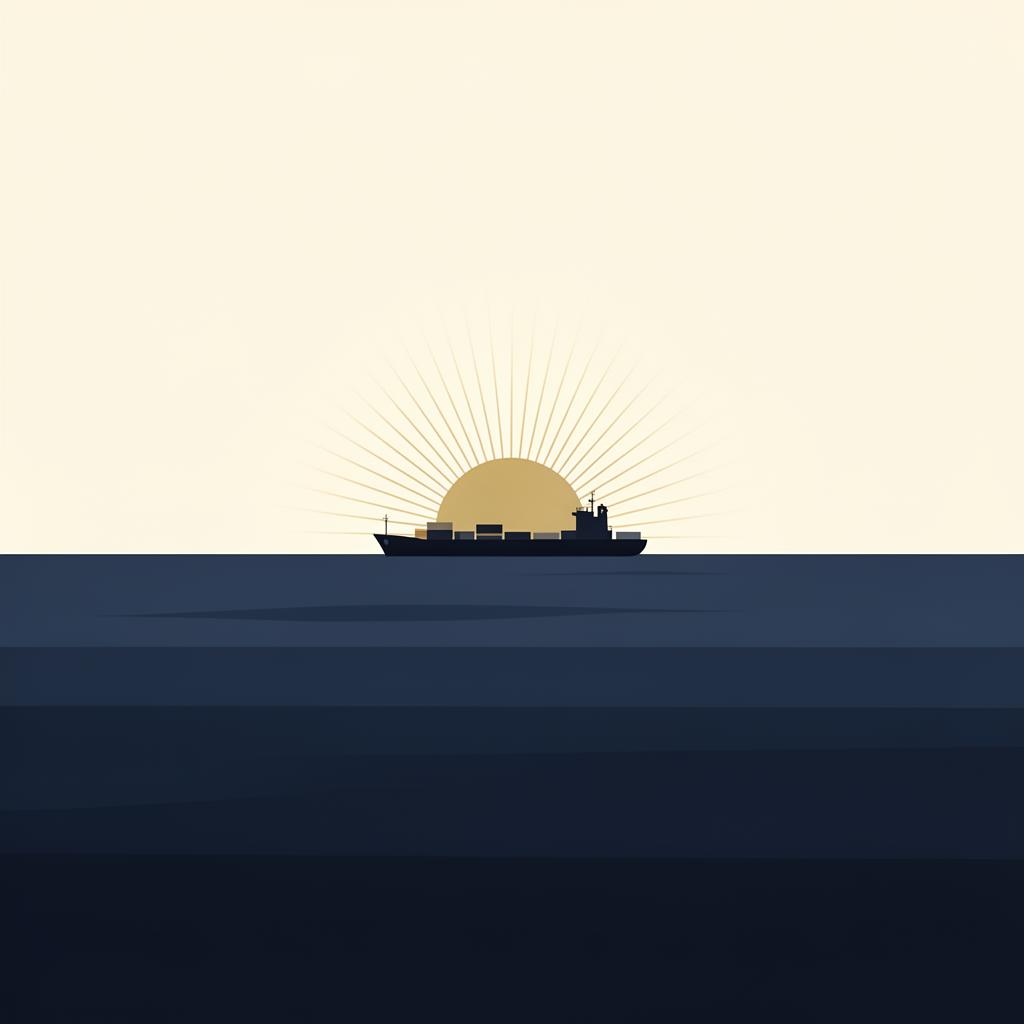 A cargo ship at sunrise — safety has a bright future