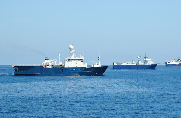 Seismic ship at sea